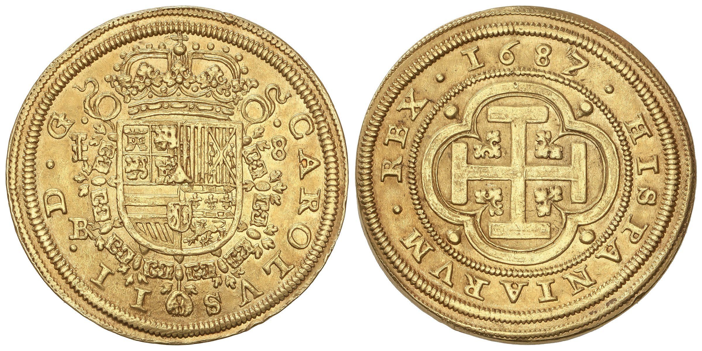 8 Escudos . 1687/3 . SEGOVIA . BR . 26,94 grs. ...