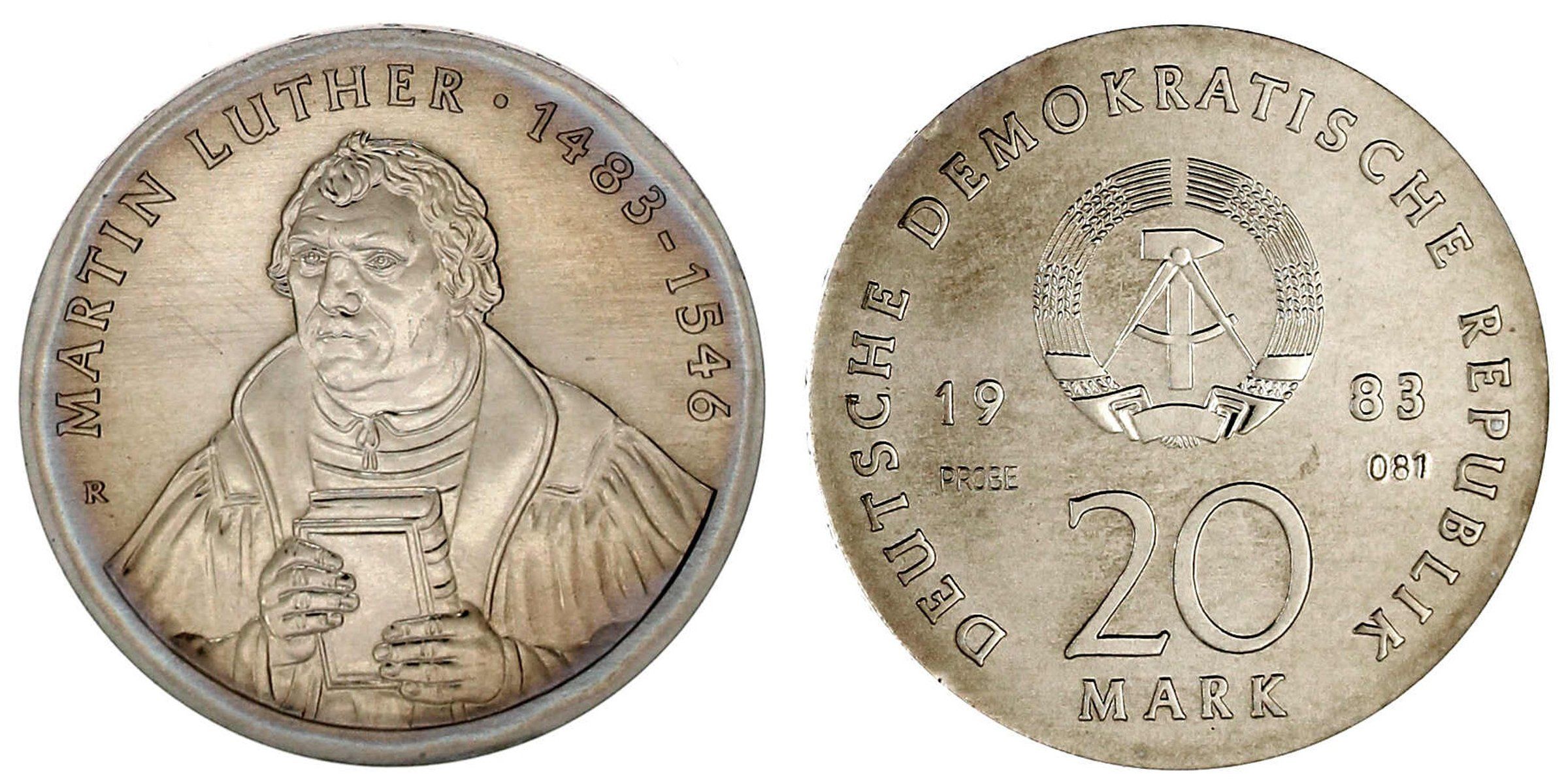 20 Mark 1983, Luther. Materialprobe in Cu/Ni/Zn...